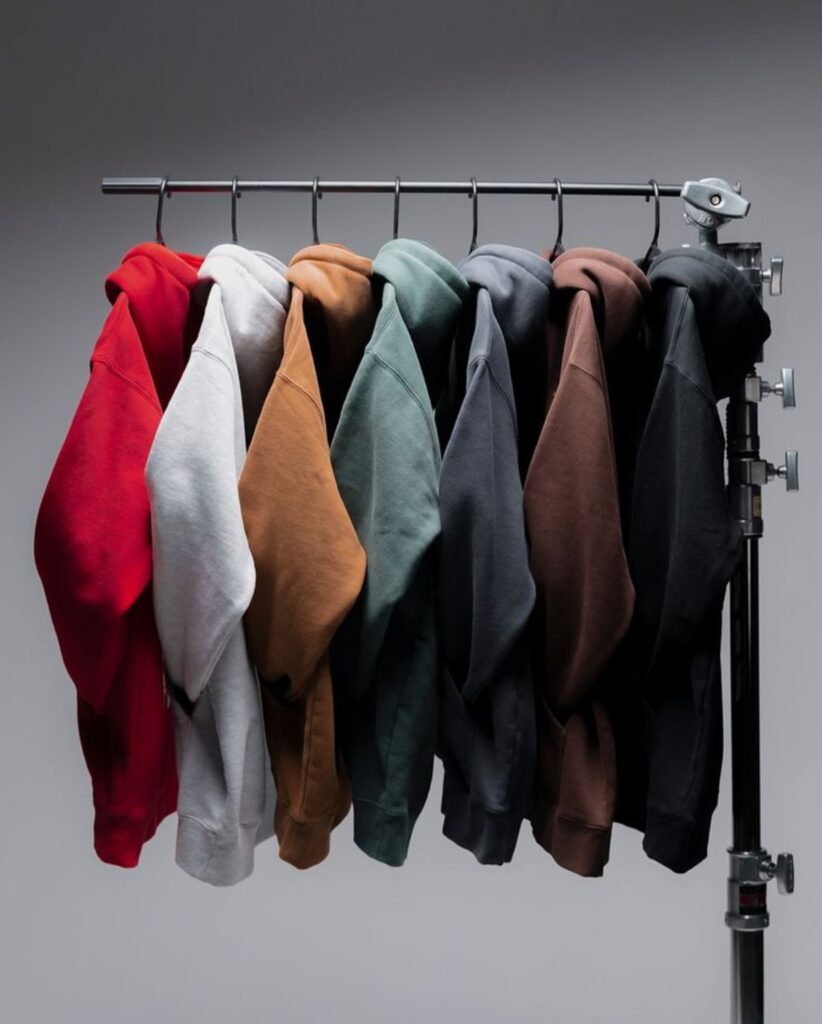 Custom casualwear and private label apparel collection display