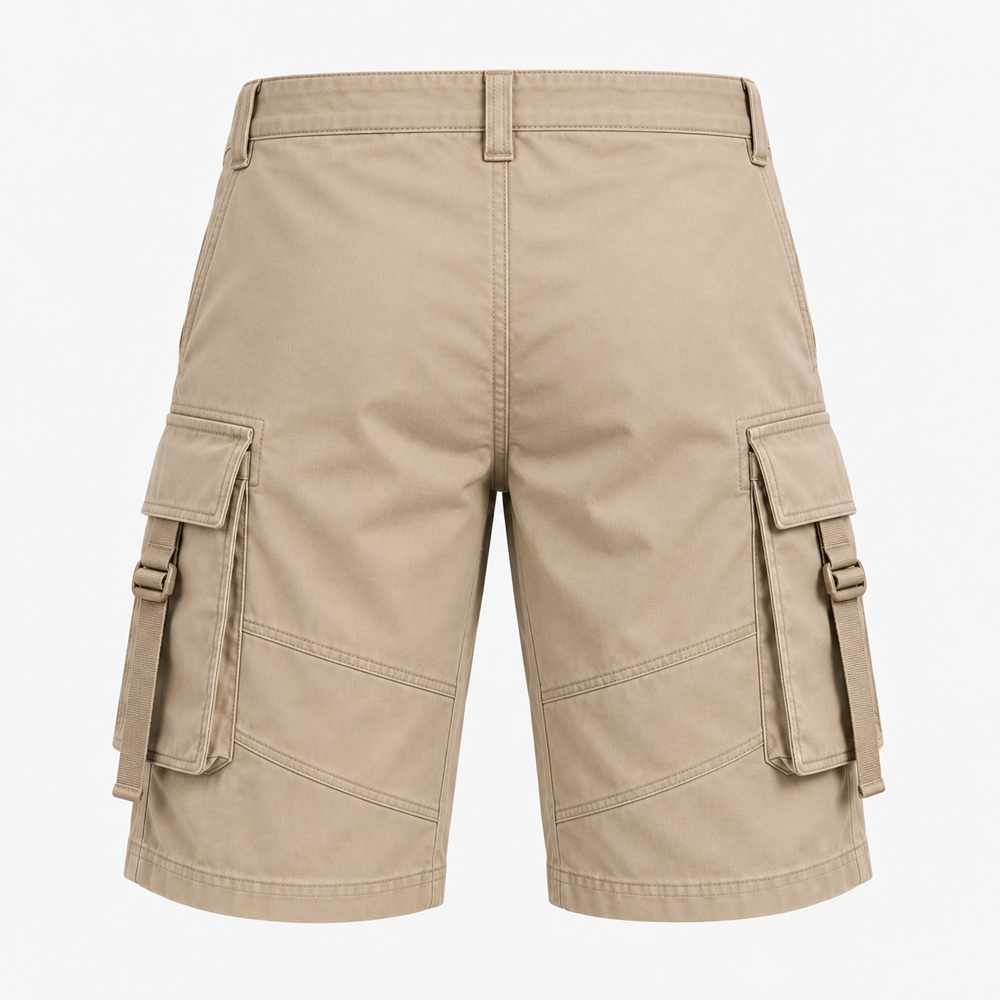 Cargo trousers and cargo shorts customization and branding detail