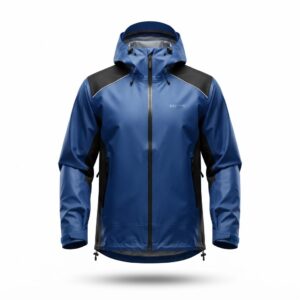 Custom waterproof performance rain jacket front view – GF-RNJ-001