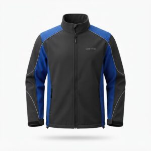Custom 3-layer performance softshell jacket front view – GF-SFT-001