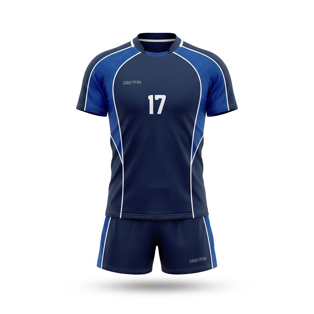 Custom rugby uniform front view by Greyfin Sports – GF-RUG-001