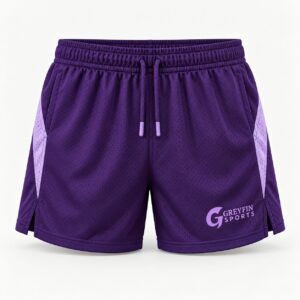 Custom Gym Shorts GF-GSO-002 – Purple shorts with light side inserts and a matching drawcord