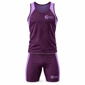 Custom Track and Field Uniform GF-TF-005 – Purple singlet and matching purple shorts with light side trim