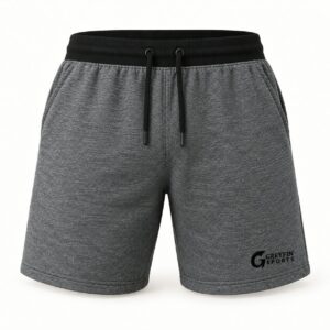 Custom Gym Shorts GF-GSO-010 – Charcoal gym shorts with a contrasting black waistband