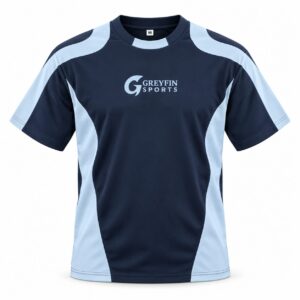 Custom Gym Shirt GF-GSH-003 – Navy shirt with pale blue shoulder and side panels