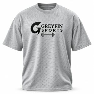 Custom Gym Shirt GF-GSH-004 – Light grey crew-neck shirt with a contrasting front chest print